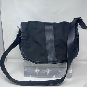 L.L. Bean Black Leather Adjustable Strap Messenger Bag